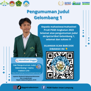 PENGUMUMAN JUDUL SKRIPSI/ARTIKEL MAHASISWA/I PGMI ANGKATAN 2023 GELOMBANG 1